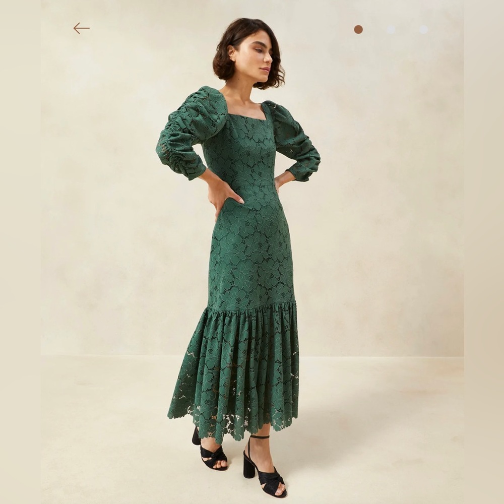 Loeffler Randall Honor Green Lace Flared Gown